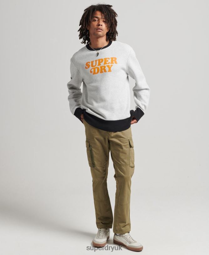 Vintage Cooper Classic Crew Sweatshirt Men Light Grey Clothing Superdry 66N8N5027