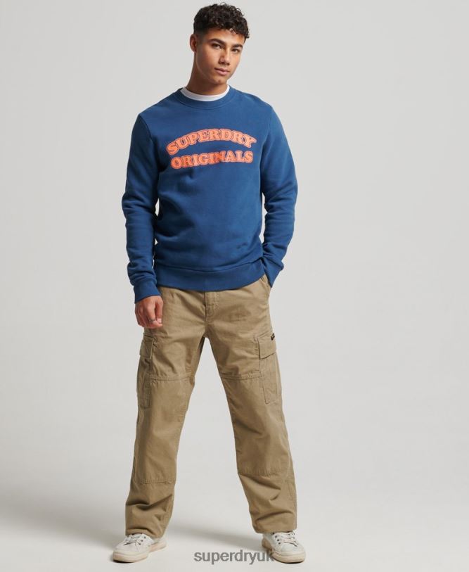 Vintage Cooper Classic Crew Sweatshirt Men Navy Clothing Superdry 66N8N693