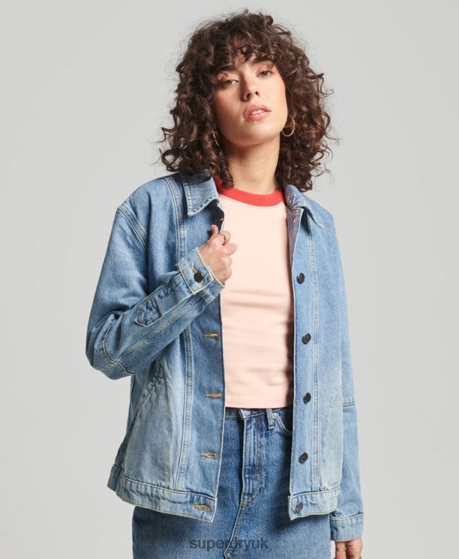 Vintage Denim Chore Coat Women Light Blue Clothing Superdry 66N8N5561