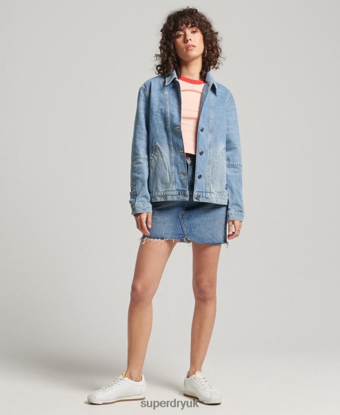 Vintage Denim Chore Coat Women Light Blue Clothing Superdry 66N8N5561