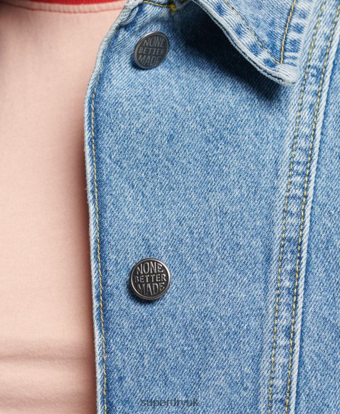 Vintage Denim Chore Coat Women Light Blue Clothing Superdry 66N8N5561