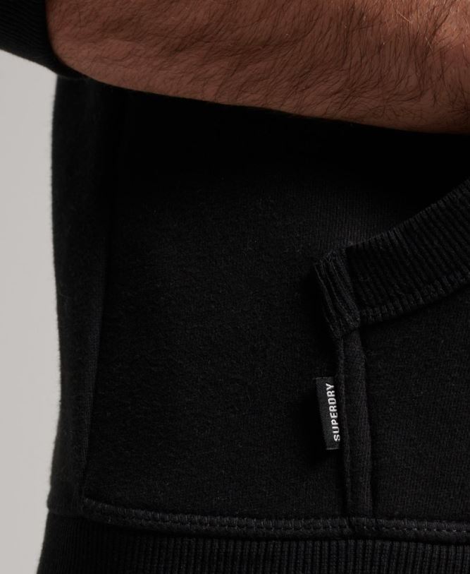 Vintage Logo Embroidered Hoodie Men Black Clothing Superdry 66N8N685