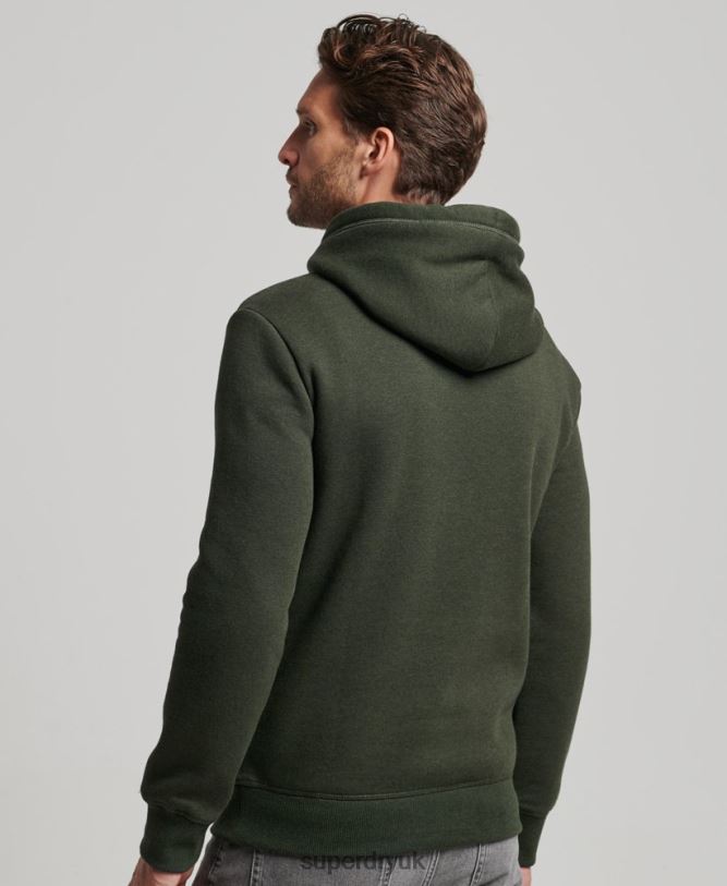 Vintage Logo Embroidered Hoodie Men Green Clothing Superdry 66N8N762