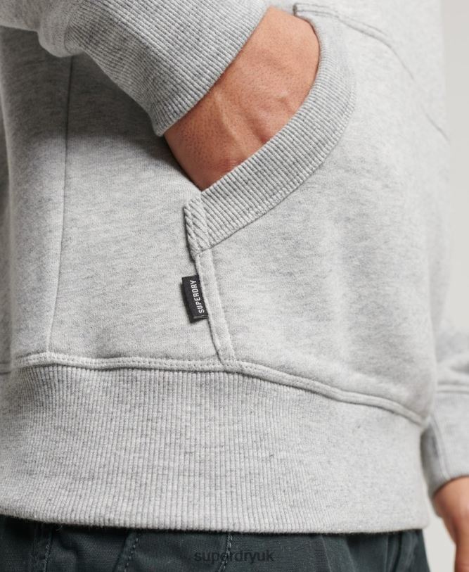 Vintage Logo Embroidered Hoodie Men Grey Clothing Superdry 66N8N477