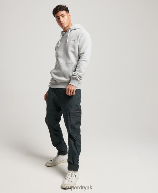 Vintage Logo Embroidered Hoodie Men Grey Clothing Superdry 66N8N477