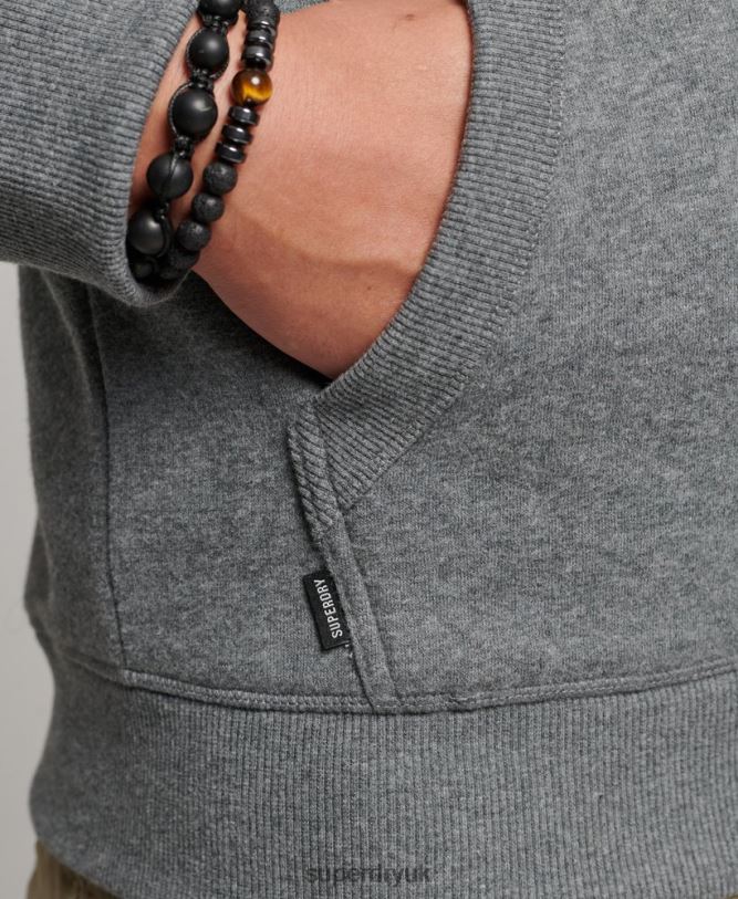 Vintage Logo Embroidered Hoodie Men Grey Clothing Superdry 66N8N581