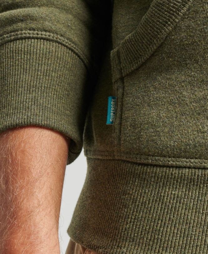 Vintage Logo Embroidered Hoodie Men Khaki Clothing Superdry 66N8N625