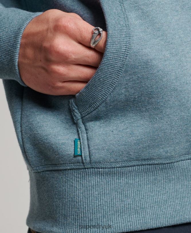 Vintage Logo Embroidered Hoodie Men Light Blue Clothing Superdry 66N8N474