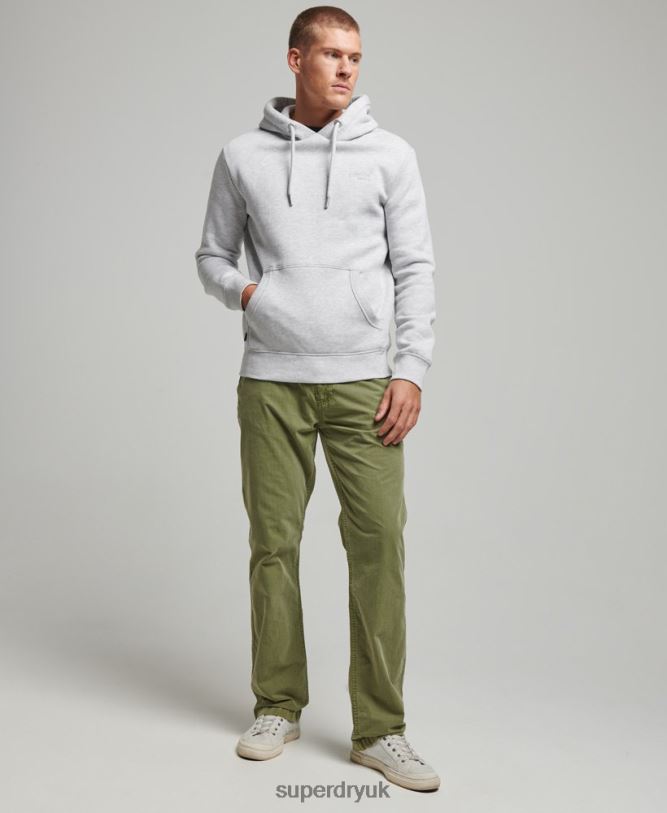 Vintage Logo Embroidered Hoodie Men Light Grey Clothing Superdry 66N8N460