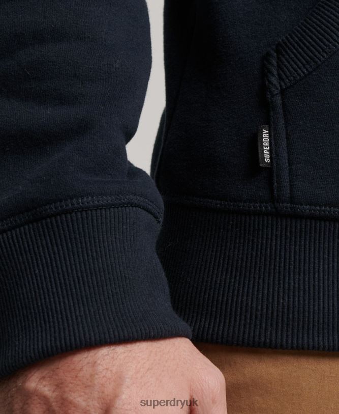 Vintage Logo Embroidered Hoodie Men Navy Clothing Superdry 66N8N64