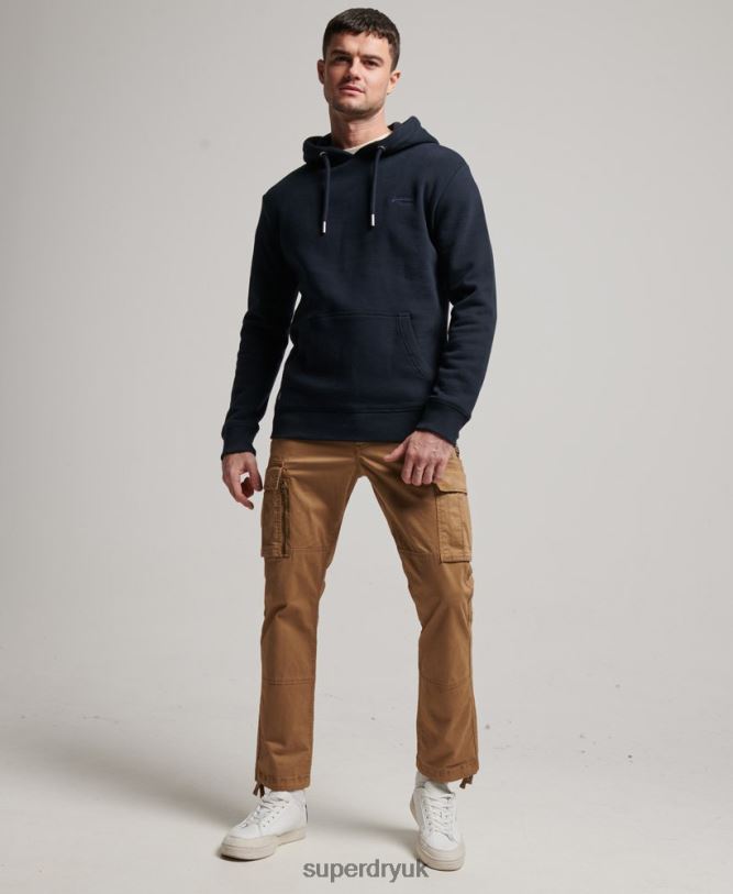 Vintage Logo Embroidered Hoodie Men Navy Clothing Superdry 66N8N64