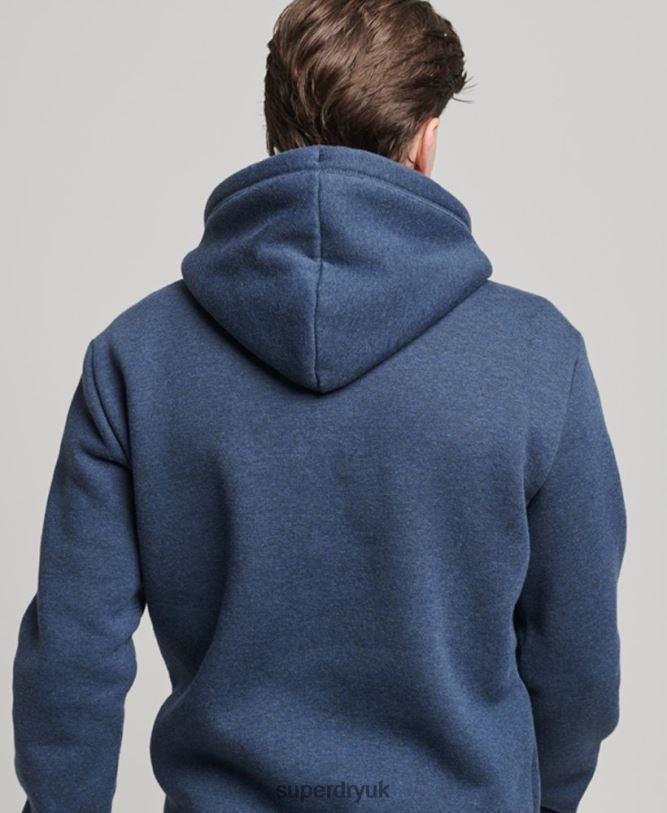 Vintage Logo Embroidered Hoodie Men Navy Clothing Superdry 66N8N754
