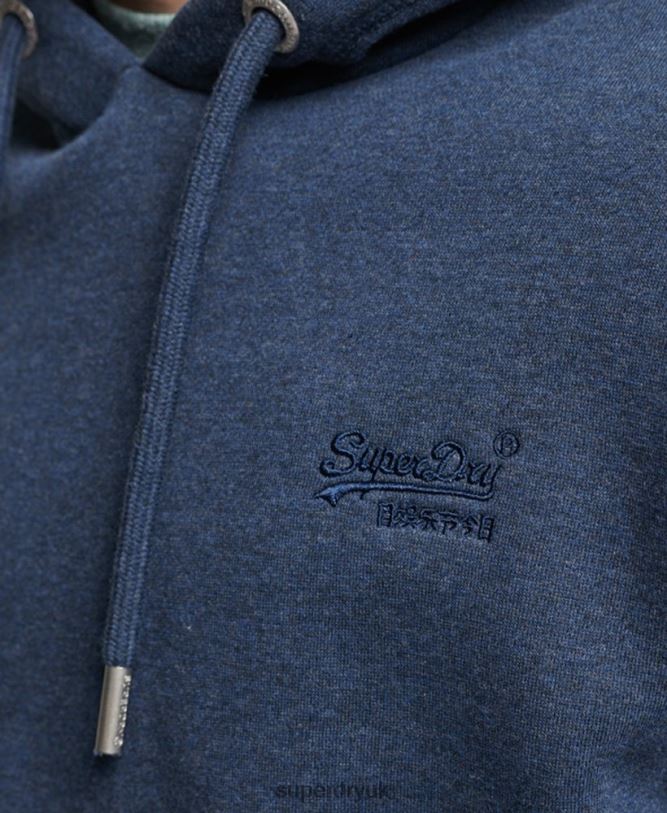 Vintage Logo Embroidered Hoodie Men Navy Clothing Superdry 66N8N754