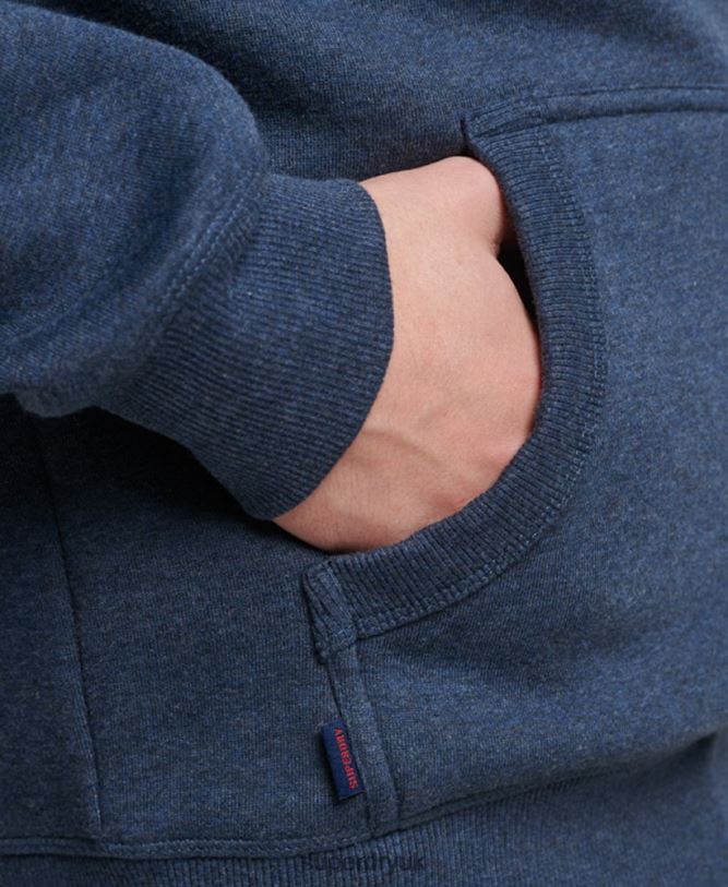 Vintage Logo Embroidered Hoodie Men Navy Clothing Superdry 66N8N754