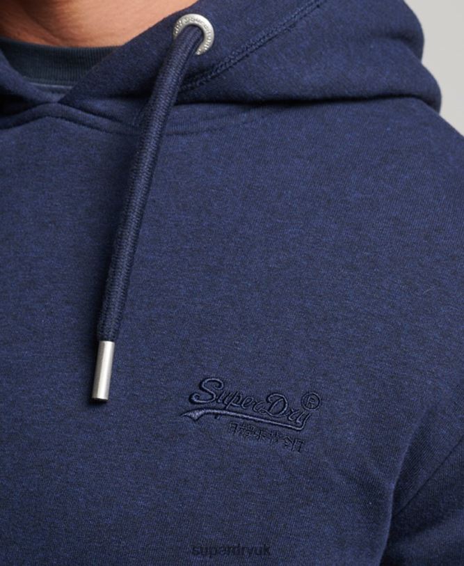 Vintage Logo Embroidered Hoodie Men Navy Clothing Superdry 66N8N838