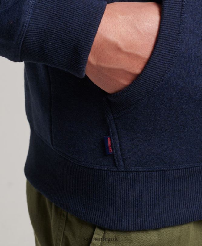 Vintage Logo Embroidered Hoodie Men Navy Clothing Superdry 66N8N838
