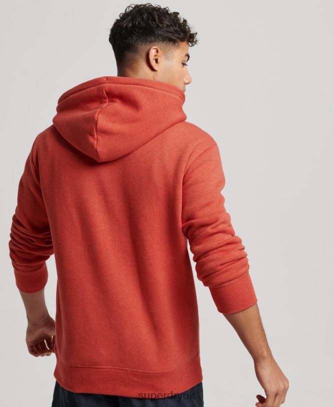 Vintage Logo Embroidered Hoodie Men Orange Clothing Superdry 66N8N791