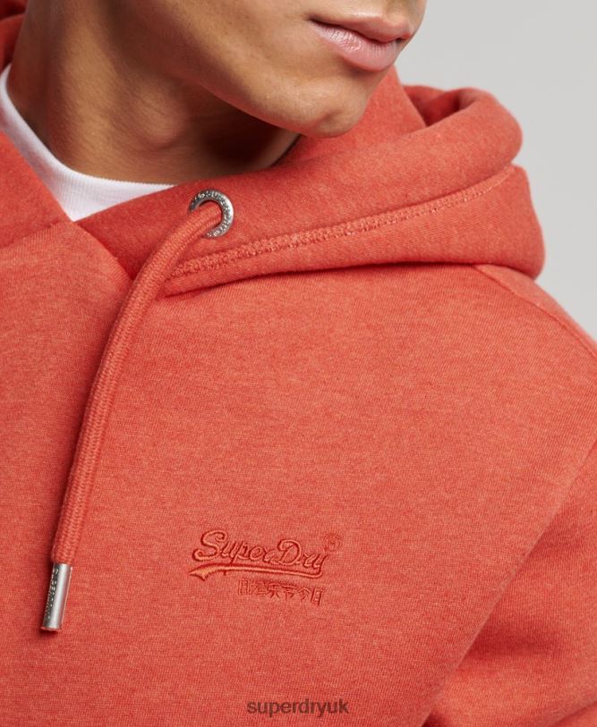 Vintage Logo Embroidered Hoodie Men Orange Clothing Superdry 66N8N791