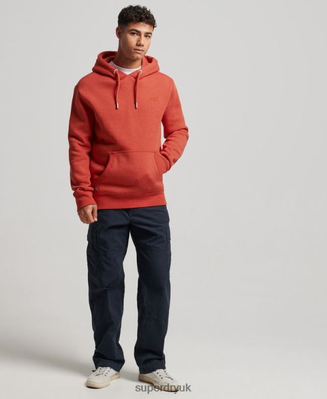 Vintage Logo Embroidered Hoodie Men Orange Clothing Superdry 66N8N791
