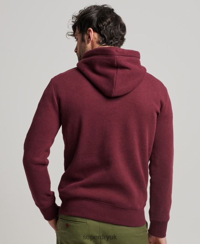 Vintage Logo Embroidered Hoodie Men Red Clothing Superdry 66N8N455