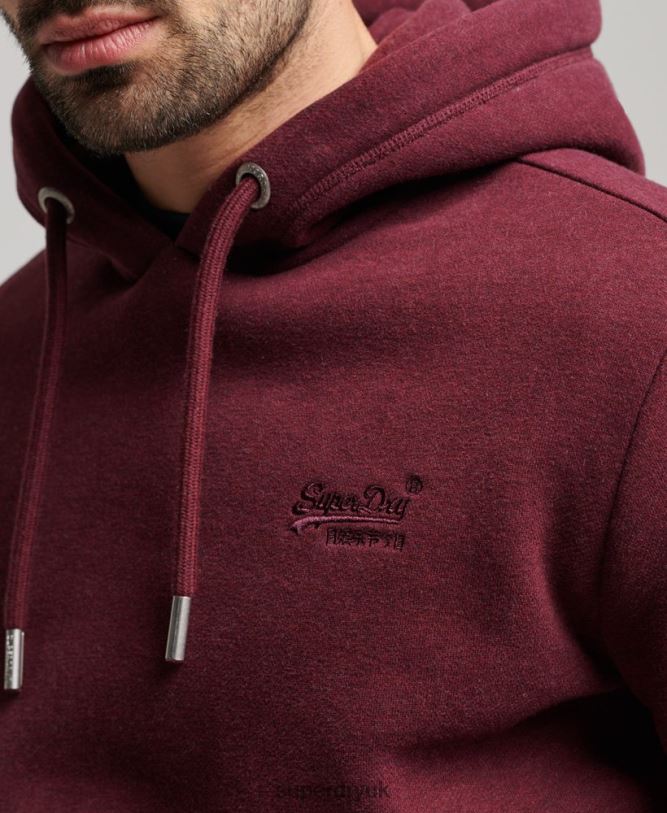 Vintage Logo Embroidered Hoodie Men Red Clothing Superdry 66N8N455