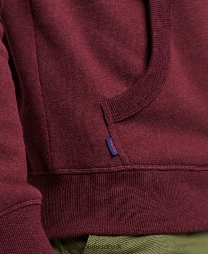 Vintage Logo Embroidered Hoodie Men Red Clothing Superdry 66N8N455