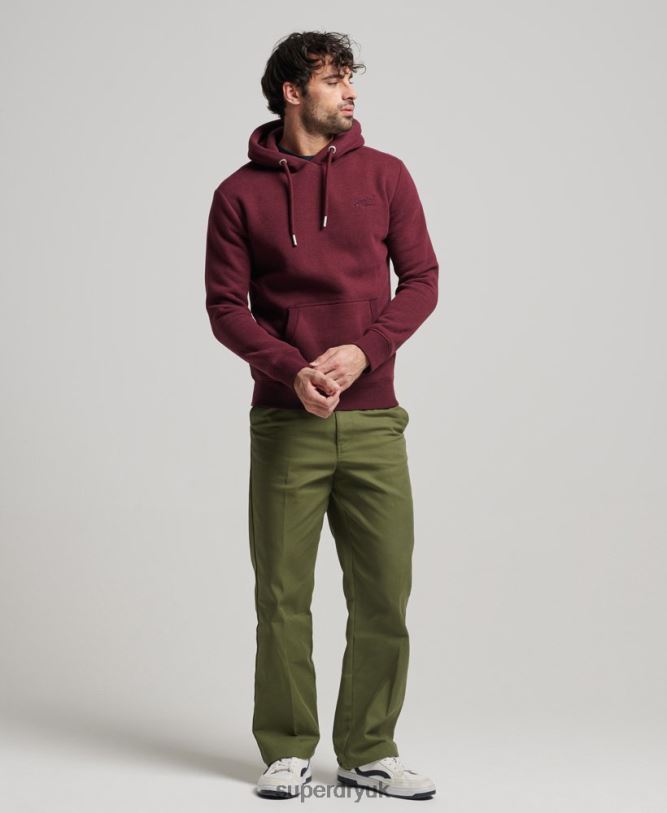 Vintage Logo Embroidered Hoodie Men Red Clothing Superdry 66N8N455