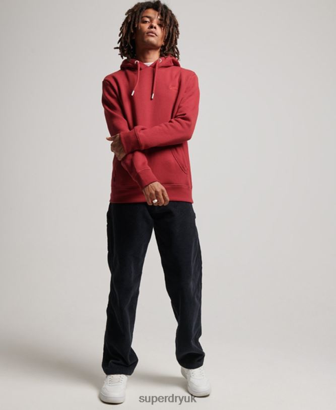 Vintage Logo Embroidered Hoodie Men Red Clothing Superdry 66N8N738