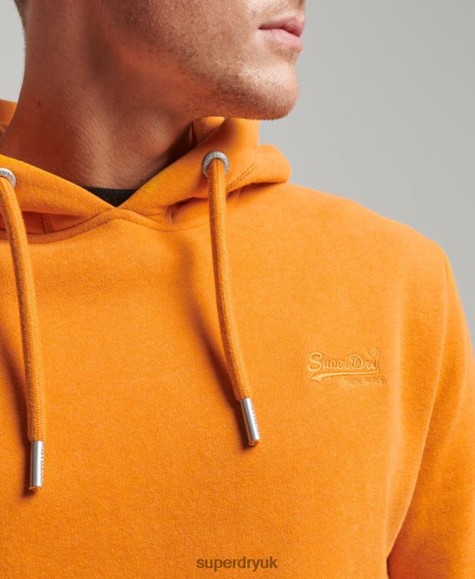 Vintage Logo Embroidered Hoodie Men Yellow Clothing Superdry 66N8N650