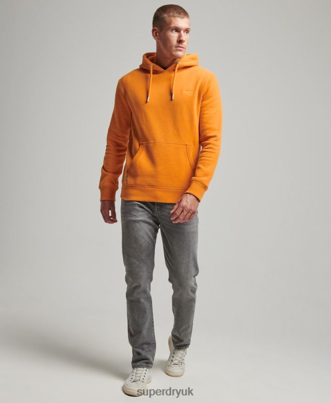 Vintage Logo Embroidered Hoodie Men Yellow Clothing Superdry 66N8N650