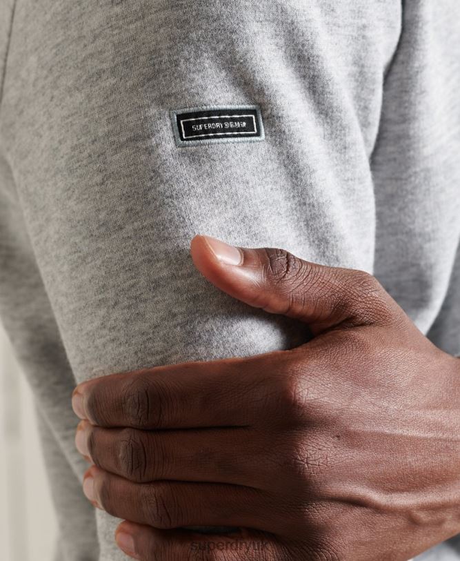 Vintage Logo Embroidered Zip Henley Sweatshirt Men Grey Clothing Superdry 66N8N779