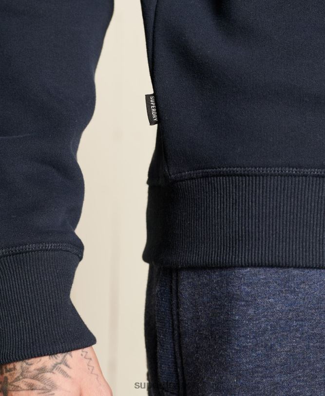 Vintage Logo Embroidered Zip Henley Sweatshirt Men Navy Clothing Superdry 66N8N5038