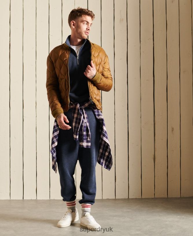 Vintage Logo Embroidered Zip Henley Sweatshirt Men Navy Clothing Superdry 66N8N5138