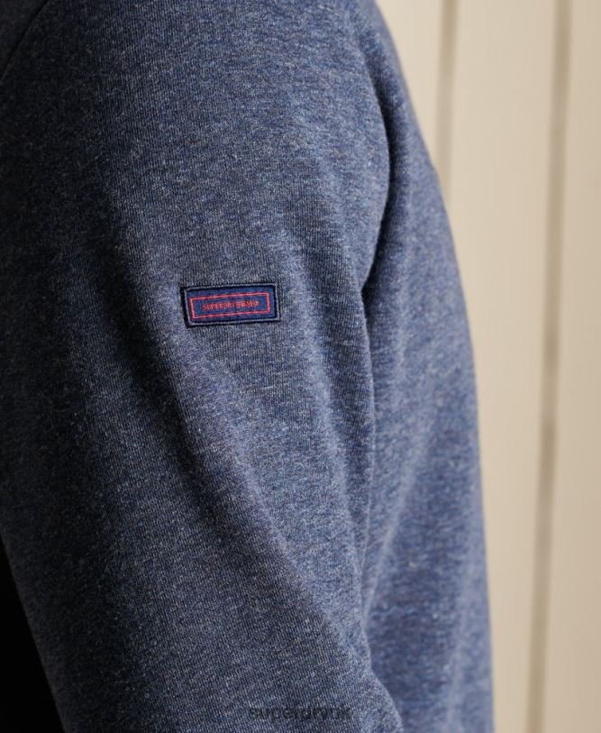 Vintage Logo Embroidered Zip Henley Sweatshirt Men Navy Clothing Superdry 66N8N5138