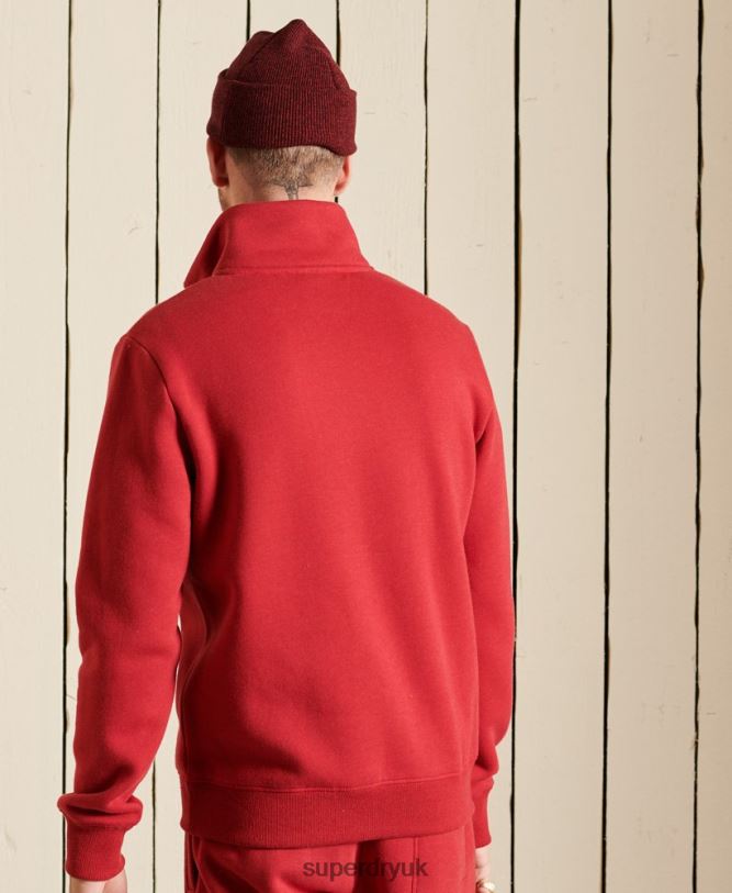 Vintage Logo Embroidered Zip Henley Sweatshirt Men Red Clothing Superdry 66N8N5231