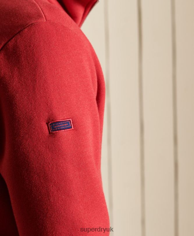 Vintage Logo Embroidered Zip Henley Sweatshirt Men Red Clothing Superdry 66N8N5231