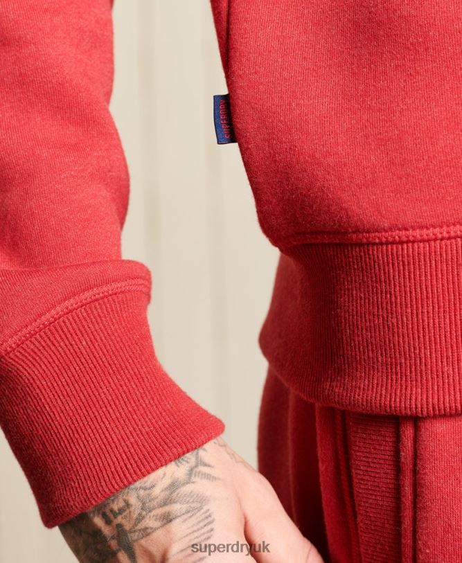 Vintage Logo Embroidered Zip Henley Sweatshirt Men Red Clothing Superdry 66N8N5231