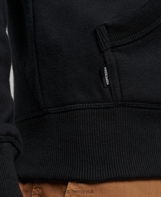 Vintage Logo Embroidered Zip Hoodie Men Black Clothing Superdry 66N8N731
