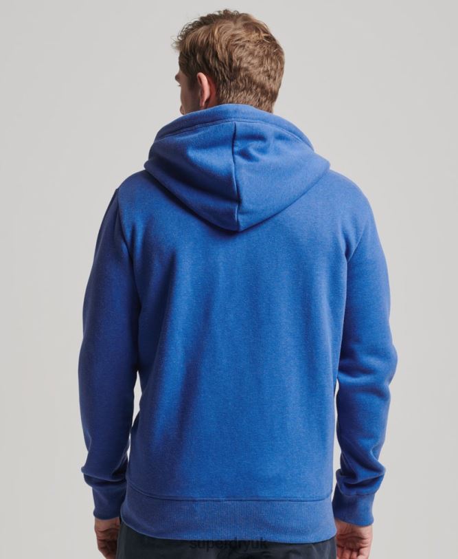 Vintage Logo Embroidered Zip Hoodie Men Blue Clothing Superdry 66N8N494