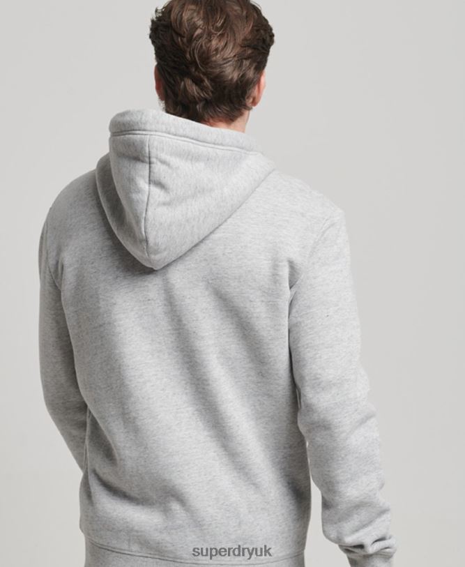 Vintage Logo Embroidered Zip Hoodie Men Grey Clothing Superdry 66N8N792