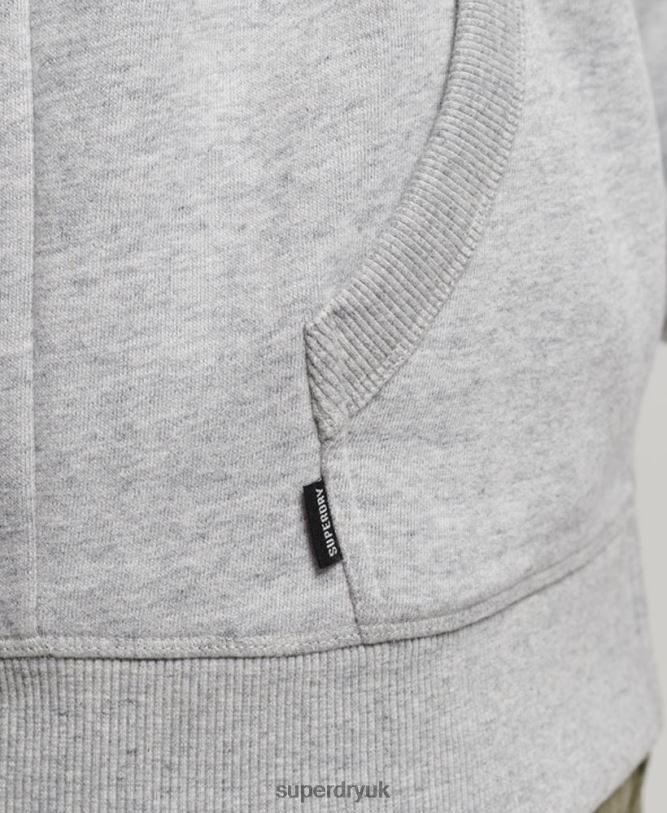 Vintage Logo Embroidered Zip Hoodie Men Grey Clothing Superdry 66N8N792