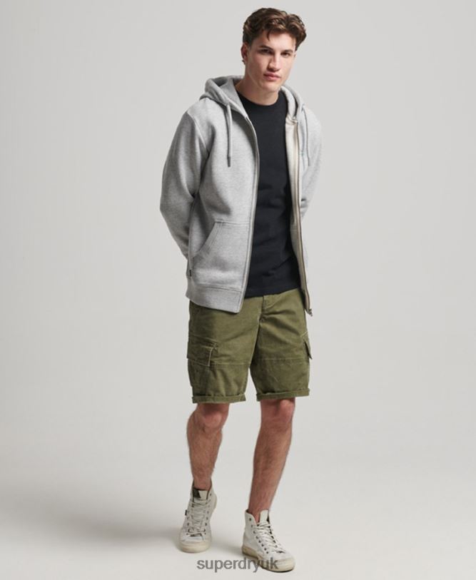 Vintage Logo Embroidered Zip Hoodie Men Grey Clothing Superdry 66N8N792