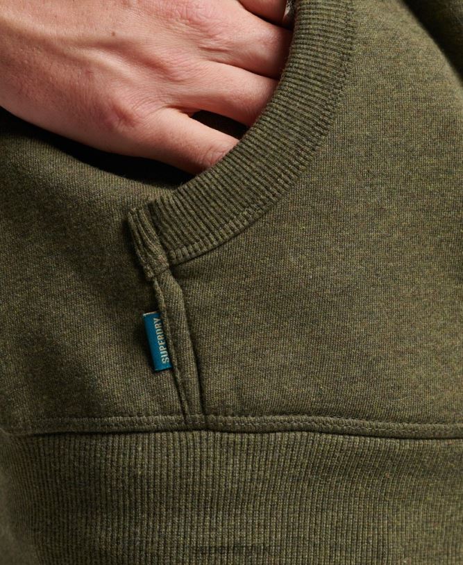 Vintage Logo Embroidered Zip Hoodie Men Khaki Clothing Superdry 66N8N703