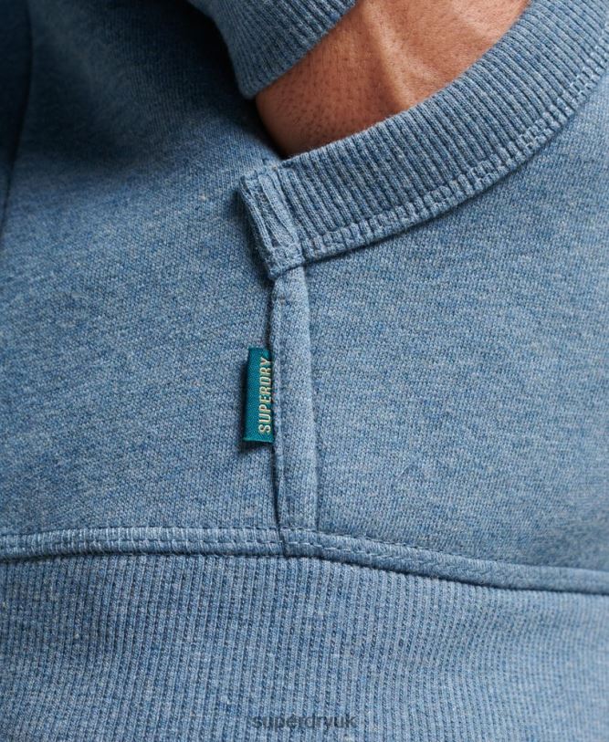 Vintage Logo Embroidered Zip Hoodie Men Light Blue Clothing Superdry 66N8N627