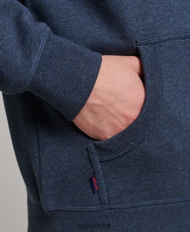 Vintage Logo Embroidered Zip Hoodie Men Navy Clothing Superdry 66N8N459