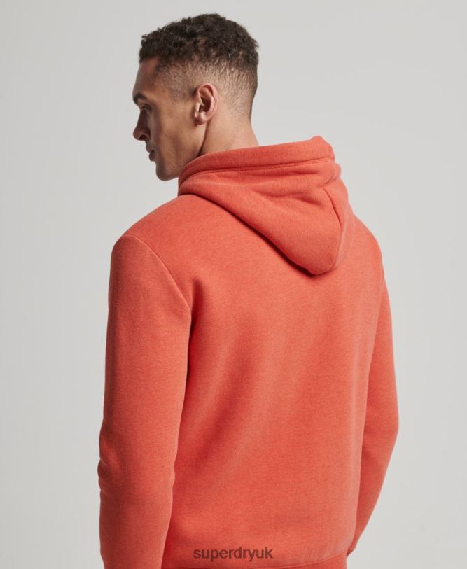 Vintage Logo Embroidered Zip Hoodie Men Orange Clothing Superdry 66N8N675