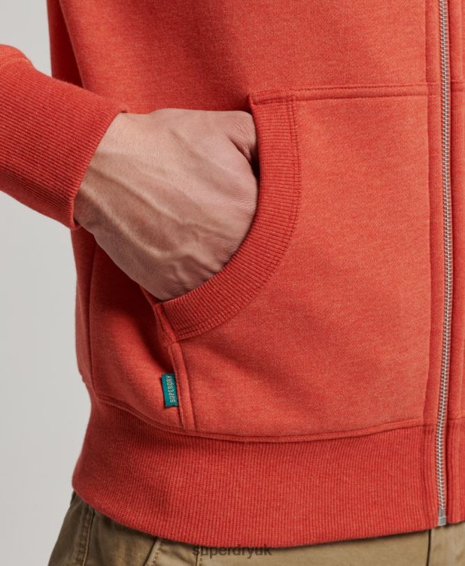 Vintage Logo Embroidered Zip Hoodie Men Orange Clothing Superdry 66N8N675