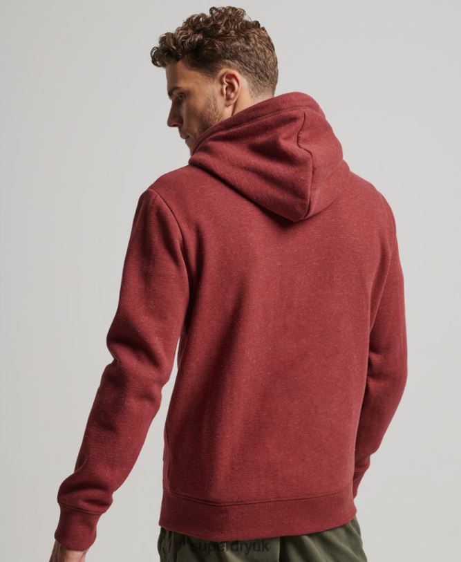 Vintage Logo Embroidered Zip Hoodie Men Red Clothing Superdry 66N8N469