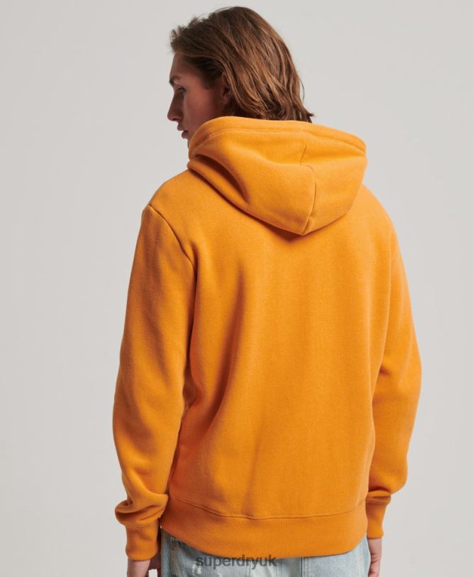 Vintage Logo Embroidered Zip Hoodie Men Yellow Clothing Superdry 66N8N617
