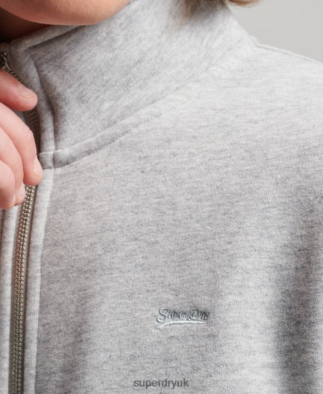 Vintage Logo Embroidered Zip Track Top Men Grey Clothing Superdry 66N8N739